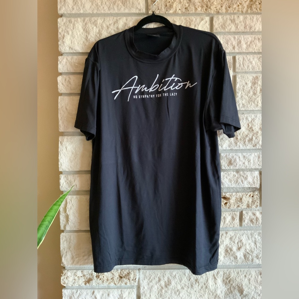 Men’s Ambition Classic Black NO SYMPATHY FOR THE LAZY Shirt Size XXL